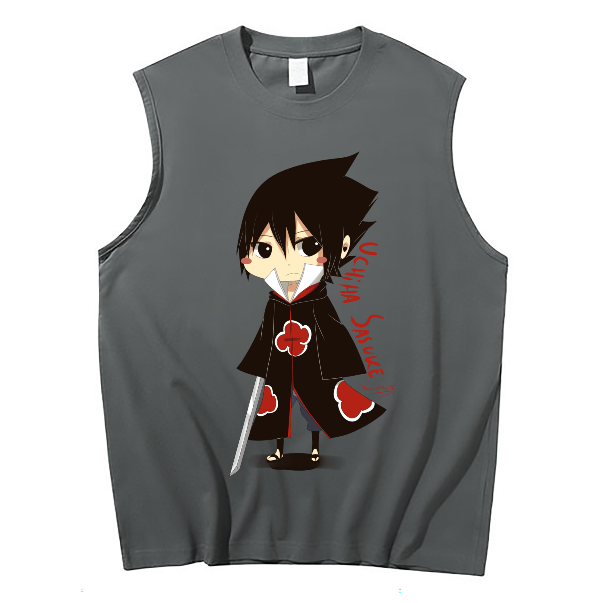 （画像用） NARUTO -ナルト- うちは サスケ Uchiha Sasuke コットン100％タンクトップ（フロントプリント）